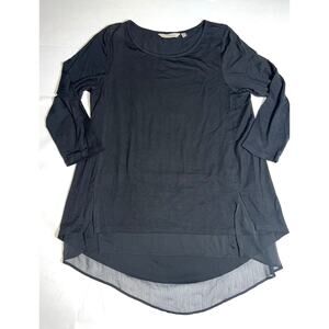 Soft Surrounding Shirt Women’s Size XS Black Marique Tunic Sheer Hem Layer